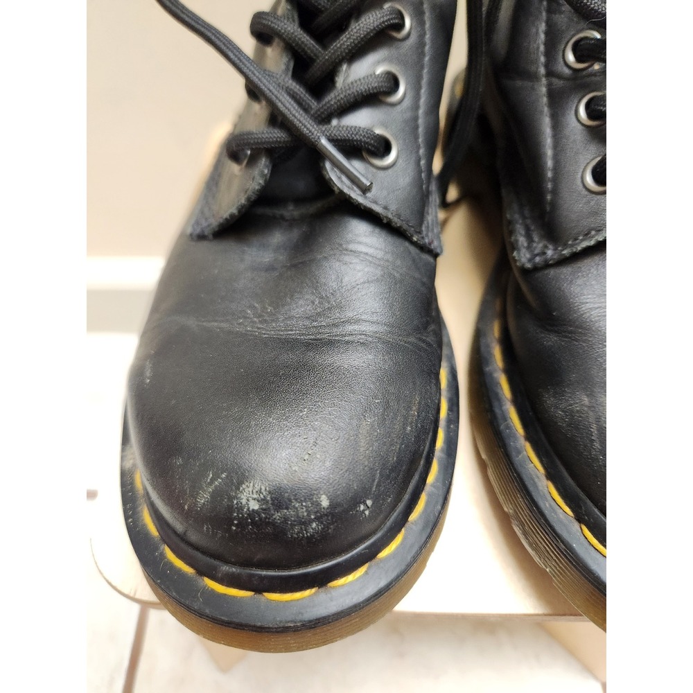 Dr Martens Black Leather Lace Up Boots Women US 6 Platform Airwair - Picture 3 of 6